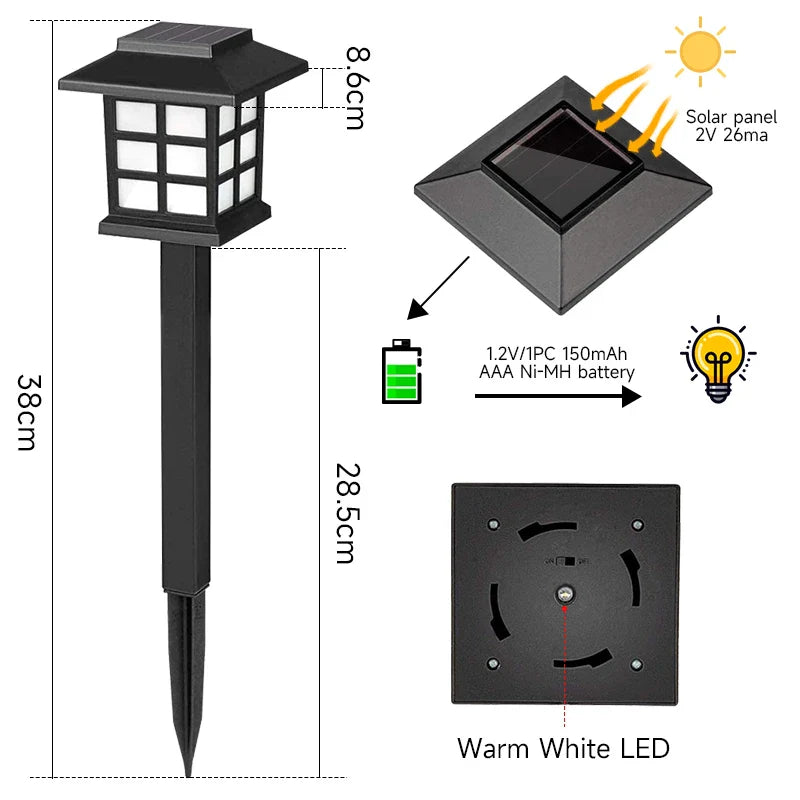 Japanese Solar Garden Lights - Pagoda Style Outdoor Zen Lanterns - LED Path Stakes | Buddhive