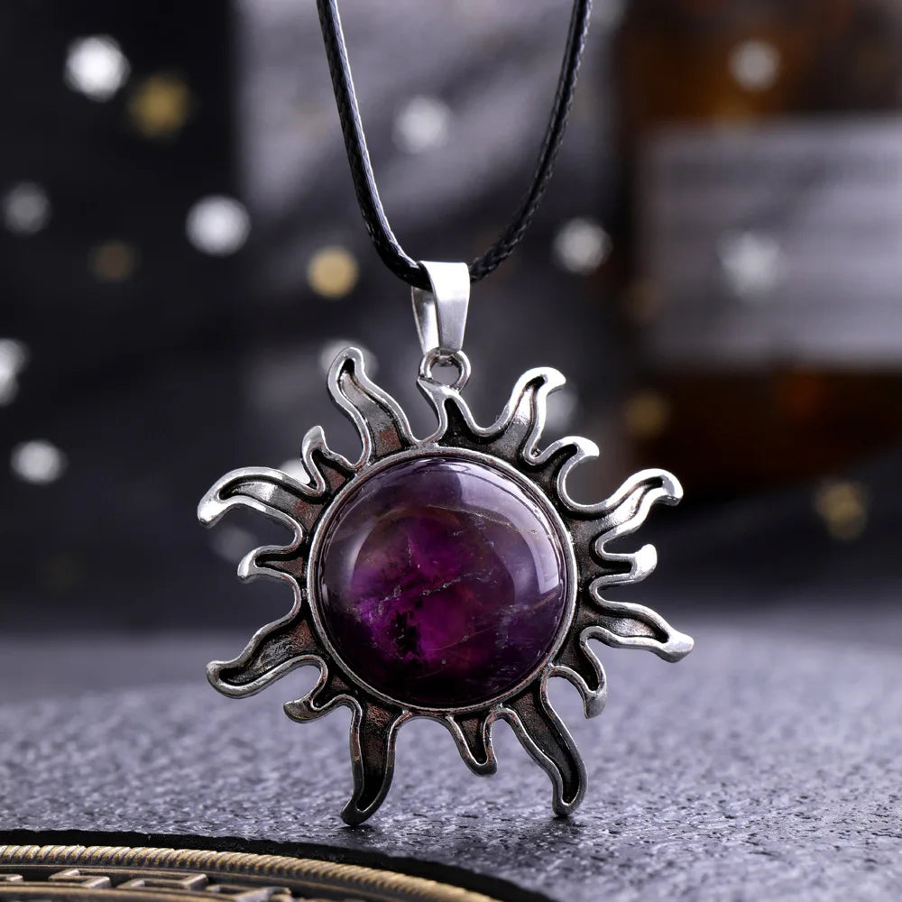 Quartz Sun Necklace - Natural Stone Buddhist Pendant - Unisex Spiritual Jewelry | Buddhive