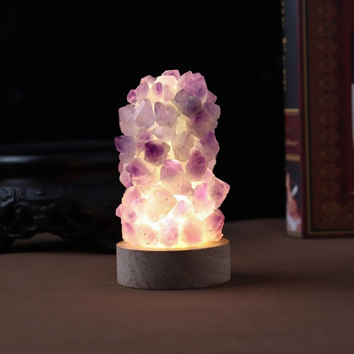 Amethyst Lamp - Natural Crystal Cluster Bedside Night Light - Zen Decor & Feng Shui | Buddhive