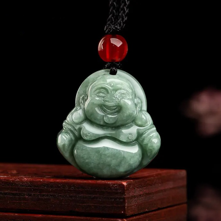 Green Jade Buddha Amulet Necklace - Natural Grade A Jade - Protection & Harmony | Buddhive