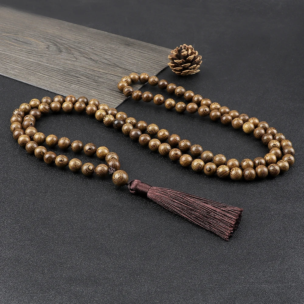 Mala Beads 108 Tibetan Prayer Necklace - Wood Beads - Meditation & Mantra Practice | Buddhive
