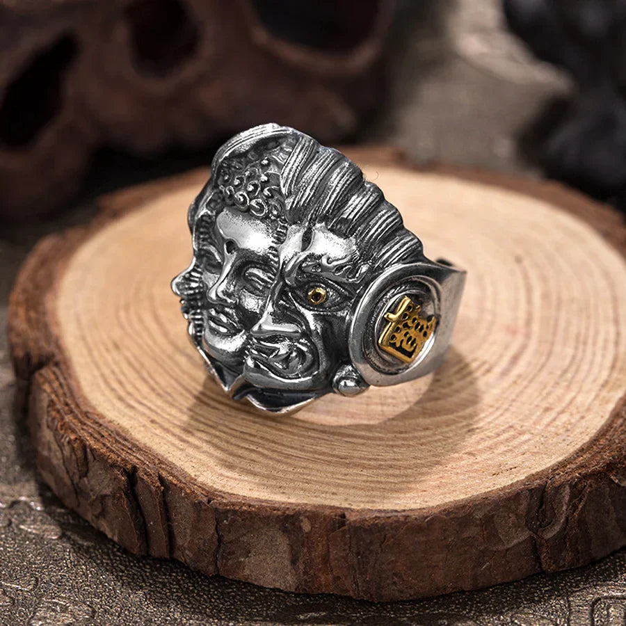 Buddha Ring Demon Protection Zinc Alloy Men's Buddhist Ring 8mm | Buddhive