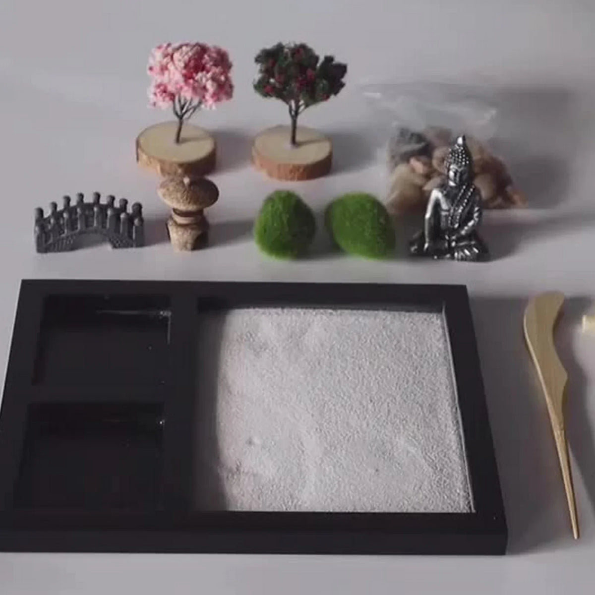 Mini Zen Garden Circular Design - Japanese Meditation Kit 24x24cm | Buddhive