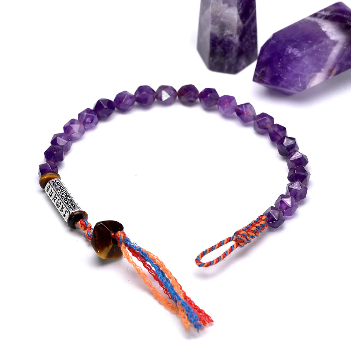 Tibetan Om Bracelet Amethyst - Authentic Buddhist Mala Prayer Beads | Buddhive