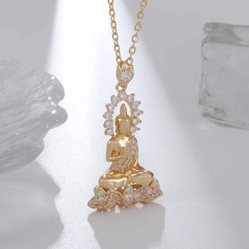 Gold Buddha Pendant Necklace - Zinc Alloy Unisex Spiritual Jewelry | Buddhive