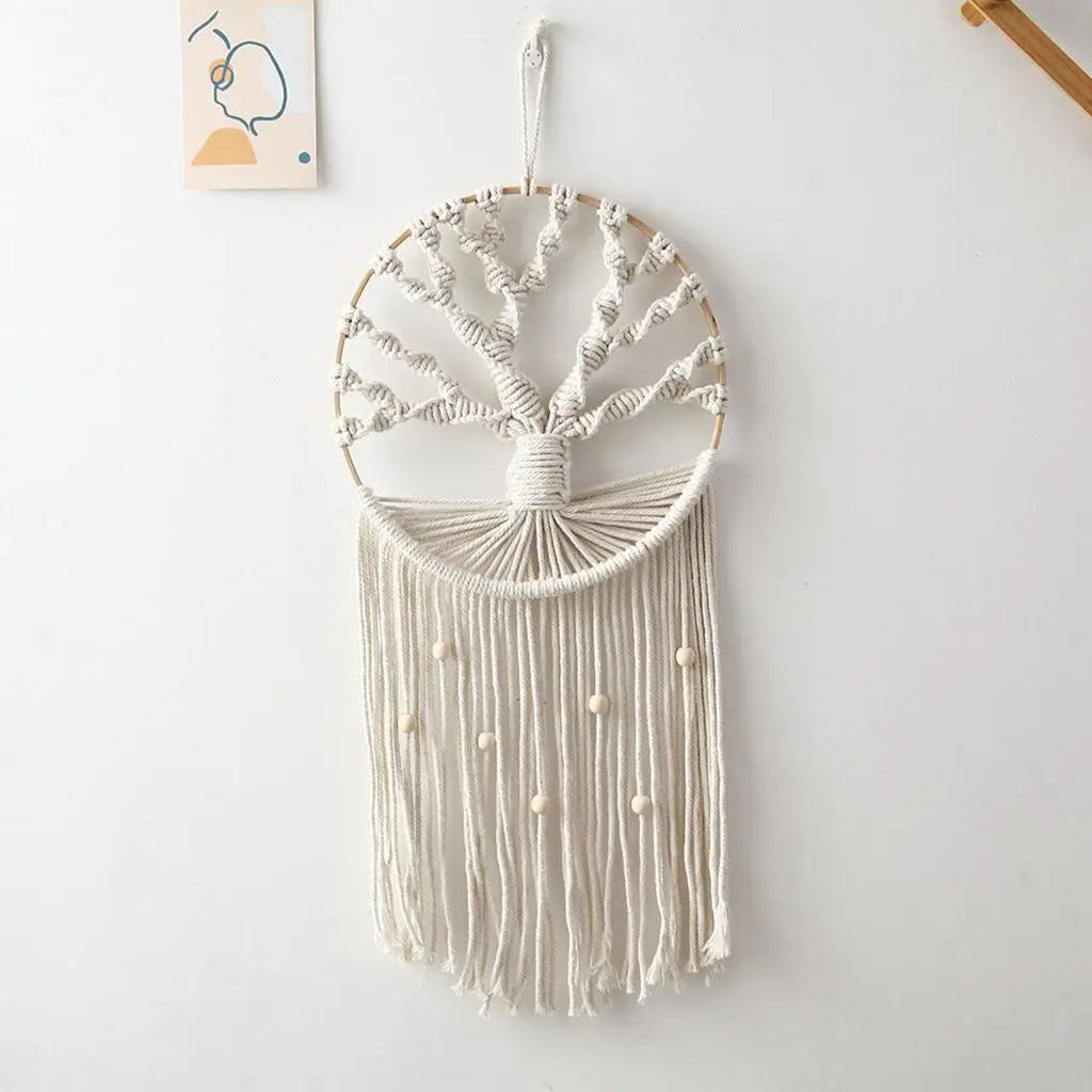 Tree of Life Dreamcatcher Macrame Wall Hanging - Handwoven Cotton Boho Decor 26" | Buddhive