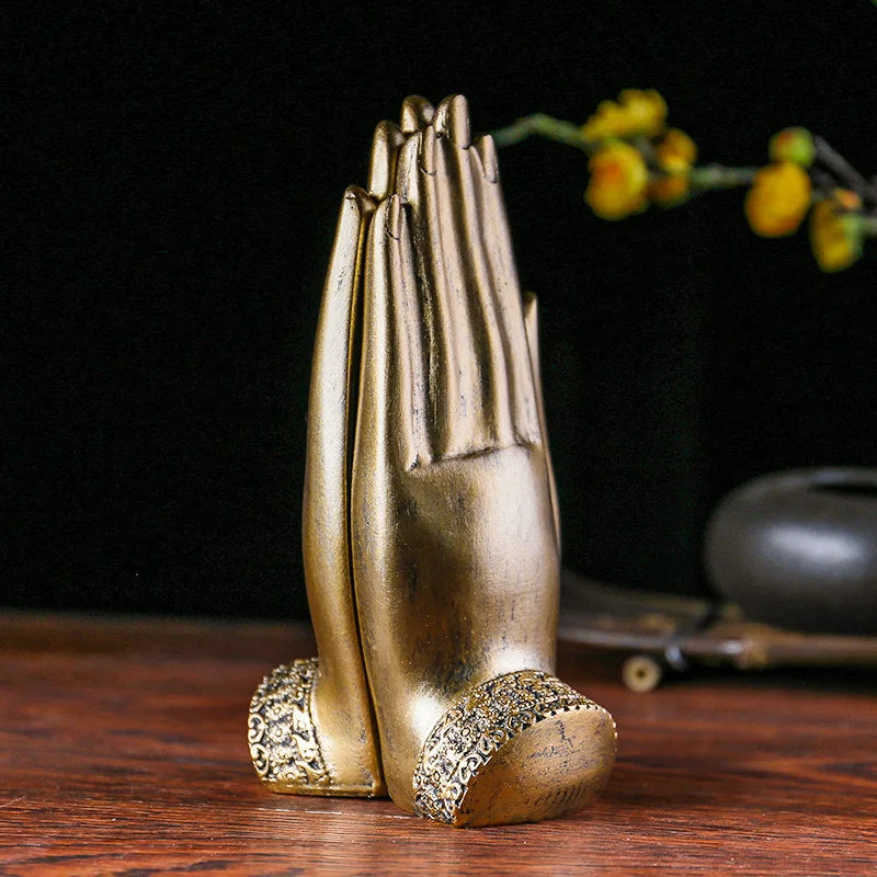 Buddha Hands Statue Resin - 8" Zen Meditation Decor for Home Altar & Sacred Space | Buddhive