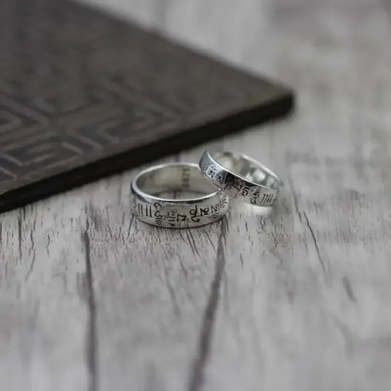 Tibetan Silver Ring - Handcrafted Buddhist Sterling Silver Band | Buddhive