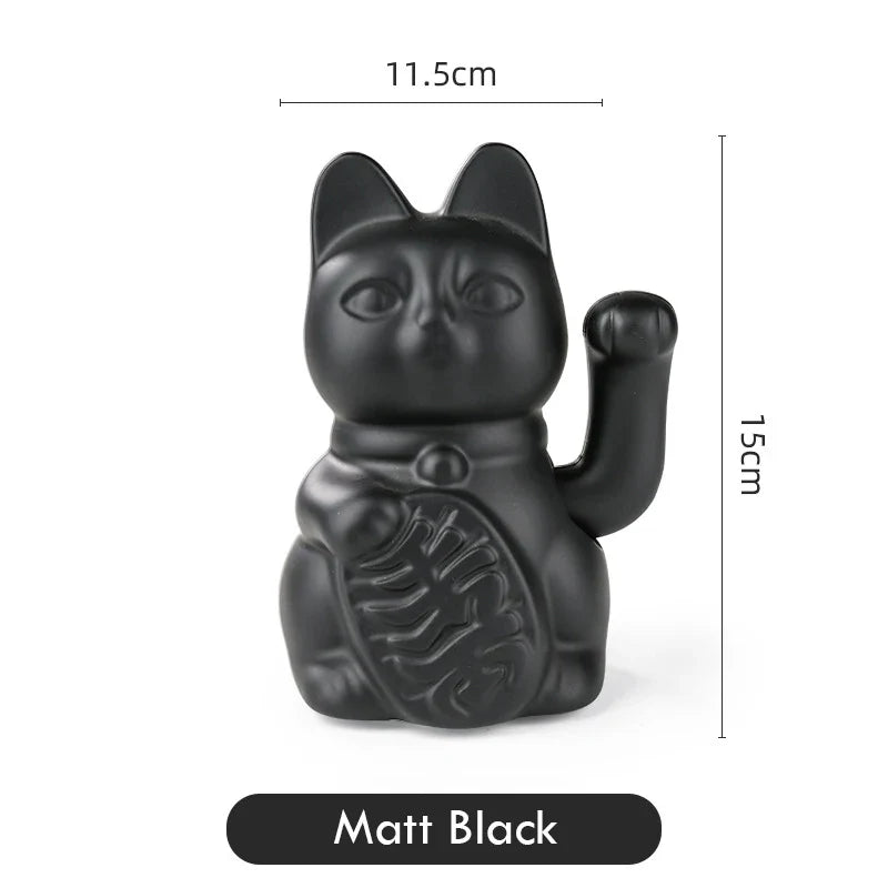 Maneki Neko Lucky Cat Ceramic Figurine - Animated Waving Paw Feng Shui Decor | Buddhive