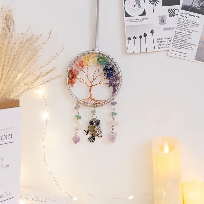 Tree of Life Dreamcatcher Stone Natural Gemstone Wall Hanging Decor | Buddhive