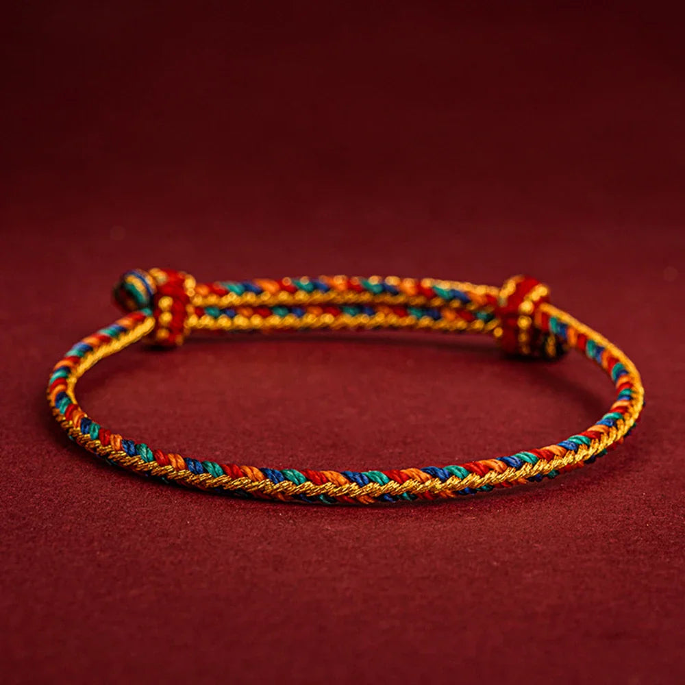 Tibetan Buddhist Bracelet Hand-Braided Cotton - Natural Stone Beads | Buddhive