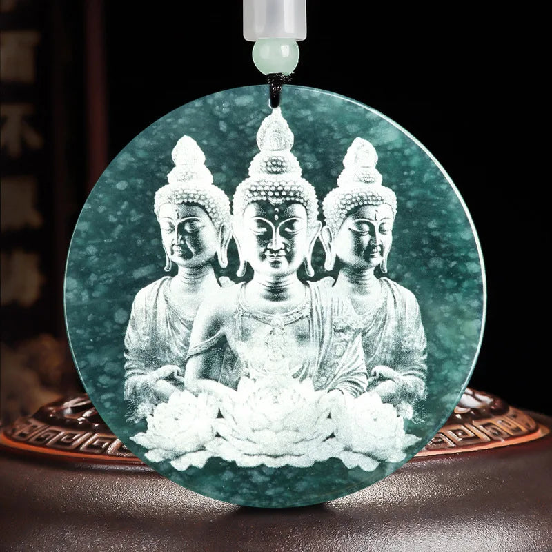 Buddhist Amulet Blue Buddha Burma Jade Pendant - Handcrafted Protection Charm | Buddhive
