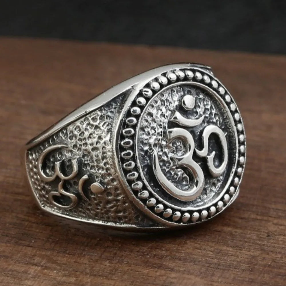 Buddhist Om Ring Sterling Silver 925 - Men's Spiritual Jewelry | Buddhive