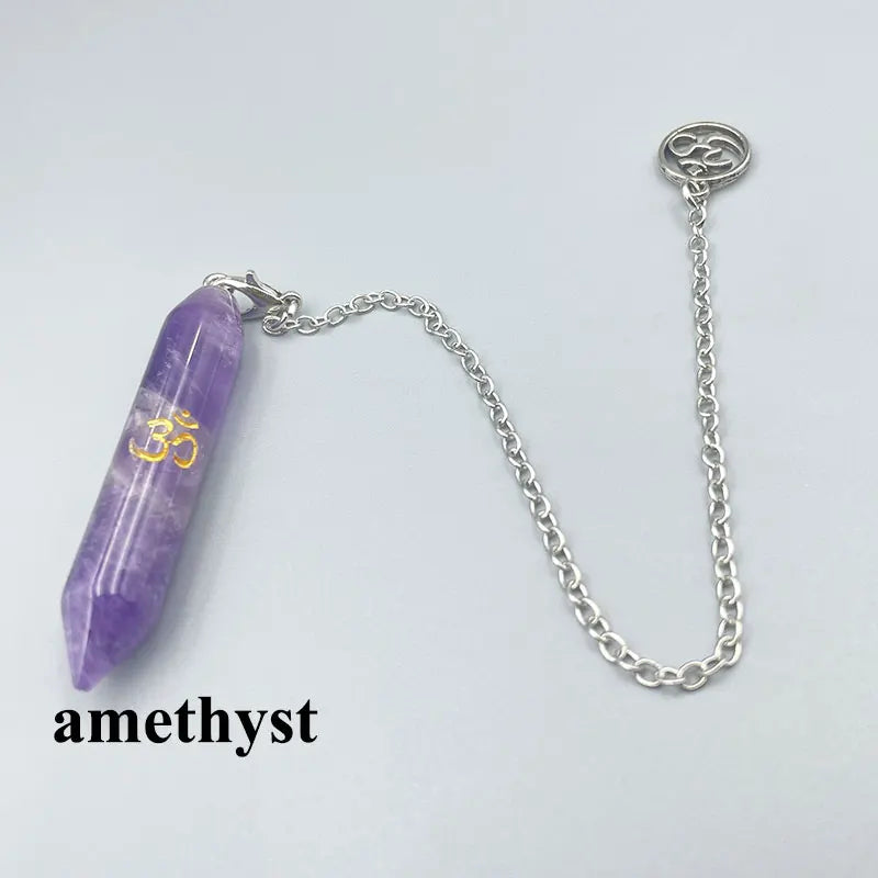 Dowsing Pendulum Natural Stone with OM Symbol - Crystal Divination Tool for Reiki & Energy Work | Buddhive
