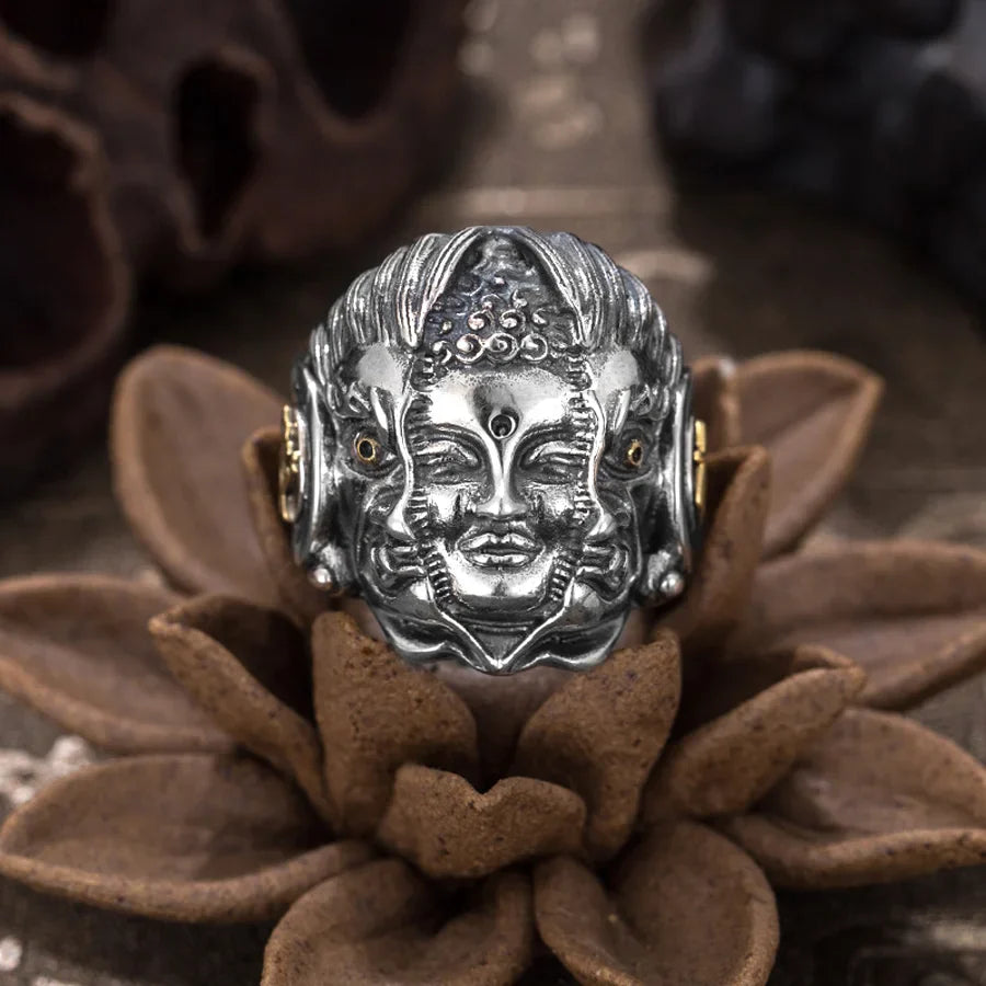 Buddha Ring Demon Protection Zinc Alloy Men's Buddhist Ring 8mm | Buddhive