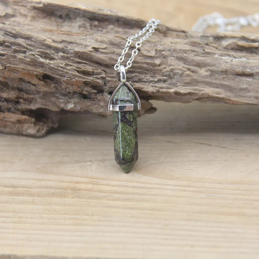Hexagonal Stone Necklace - Natural Gemstone Pendant - Tiger's Eye & Obsidian | Buddhive