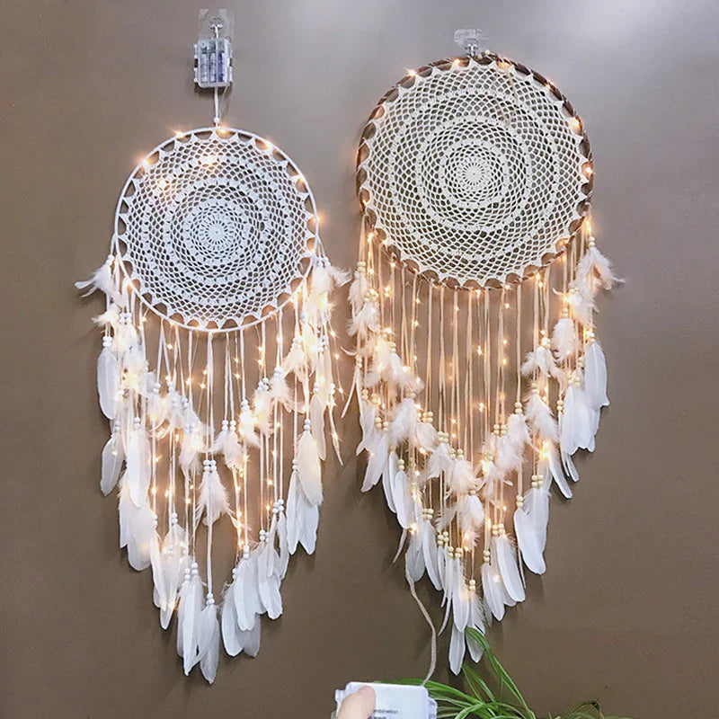 LED Dream Catcher with Lights - Handcrafted Boho Wall Decor - Bedroom & Meditation Space | Buddhive