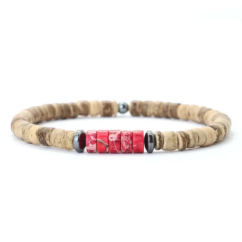 Tibetan Tiger Eye Wood Bracelet - Buddhist Prayer Beads for Protection & Strength | Buddhive