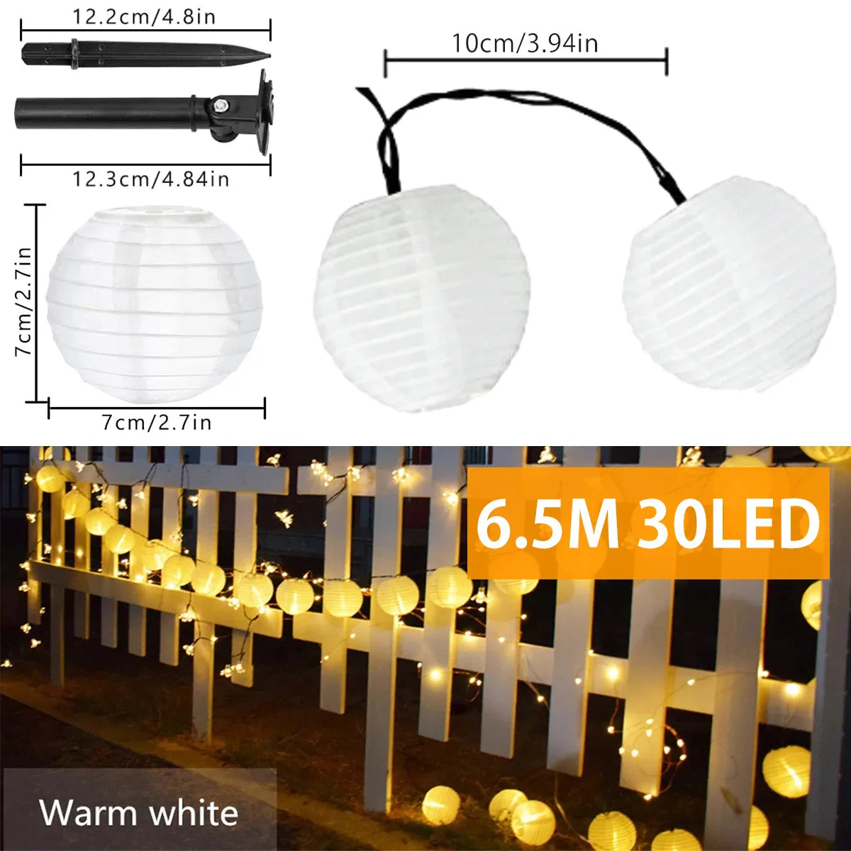 Solar Outdoor Lanterns Chinese Style - LED Garden String Lights - Zen Decor | Buddhive