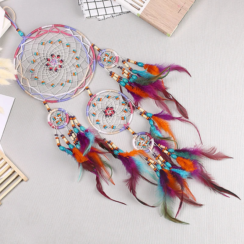 Native American Dreamcatcher Wall Hanging - Handwoven Wicker Feather Design - Boho Spiritual Decor | Buddhive