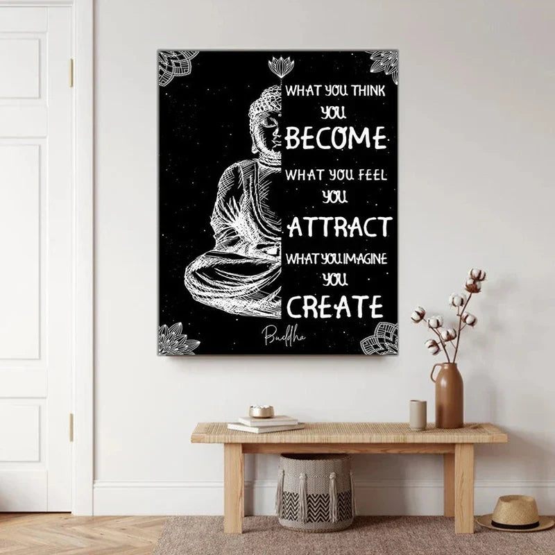 Buddha Wall Art Poster Zen Quote Canvas Print Modern Abstract Decor | Buddhive