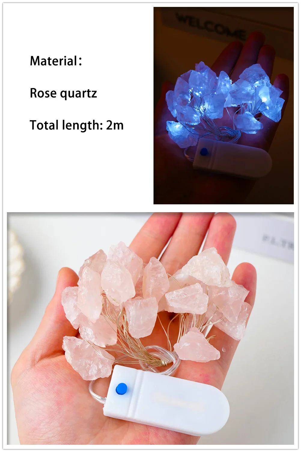 Natural Quartz Crystal String Lights LED - Healing Stone Decor for Meditation Room | Buddhive
