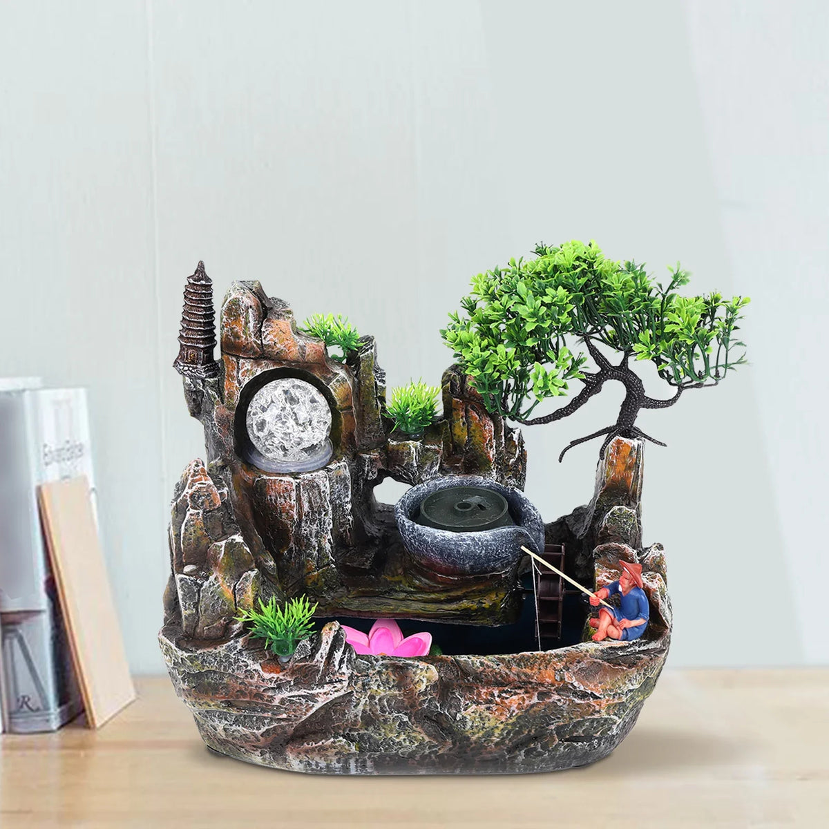 Zen Fountain Indoor LED Resin Water Fountain - Relaxation & Feng Shui Decor | Buddhive