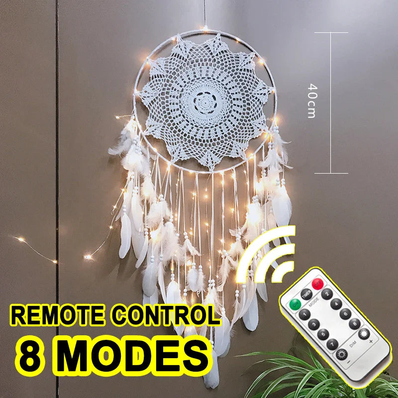 LED Dream Catcher with Lights - Handcrafted Boho Wall Decor - Bedroom & Meditation Space | Buddhive