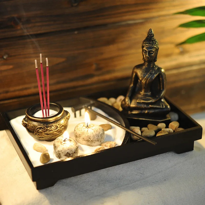 Mini Zen Garden Buddha Meditation Set with Incense Holder - Japanese Desk Garden Kit | Buddhive