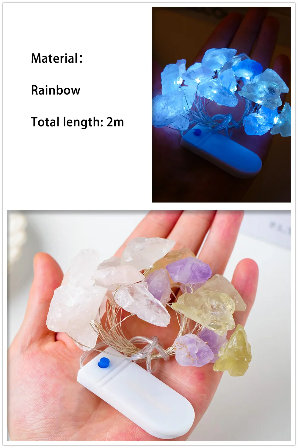 Natural Quartz Crystal String Lights LED - Healing Stone Decor for Meditation Room | Buddhive