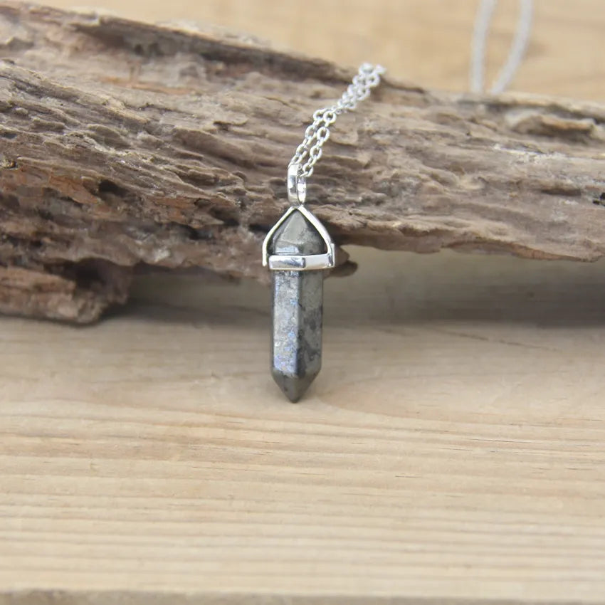 Hexagonal Stone Necklace - Natural Gemstone Pendant - Tiger's Eye & Obsidian | Buddhive