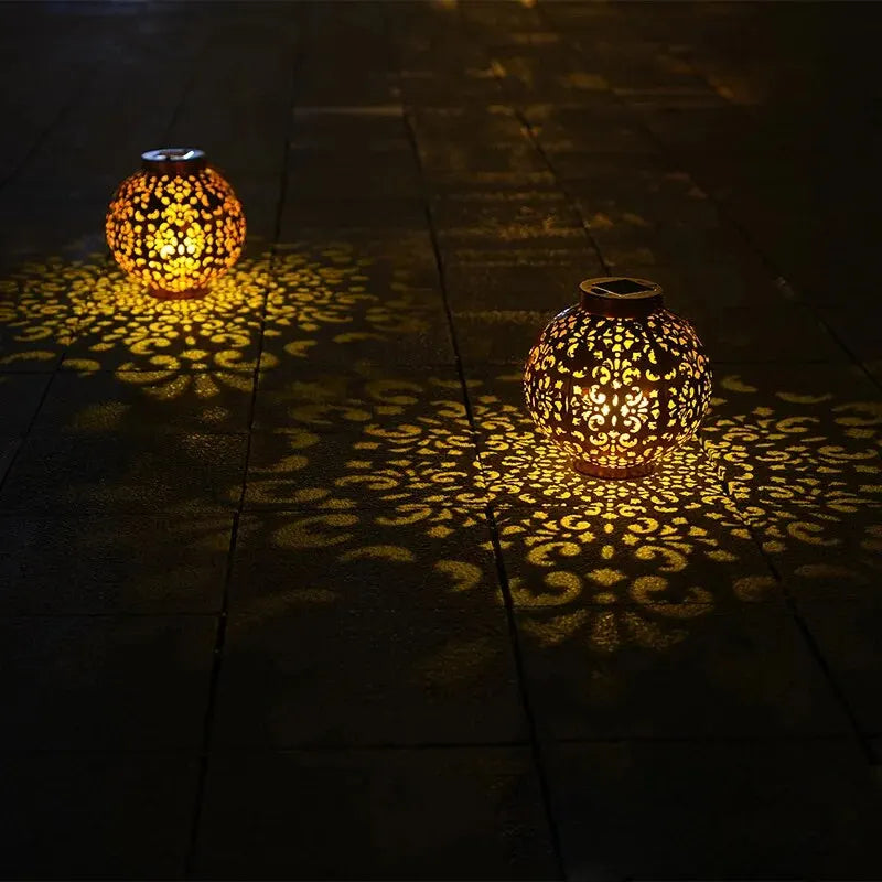 Solar Garden Lantern Antique Bronze - LED Outdoor Light with Shadow Play | Buddhive