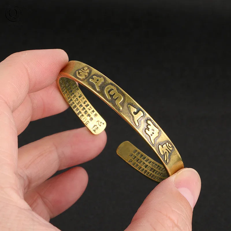Tibetan Copper Cuff Bracelet - Handcrafted Buddhist Design - Adjustable Boho Style | Buddhive