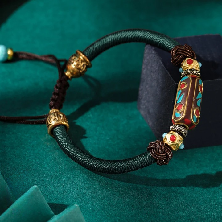 Tibetan Luck Bracelet Retro Geometric Charm - Adjustable Metal Buddhist Jewelry | Buddhive