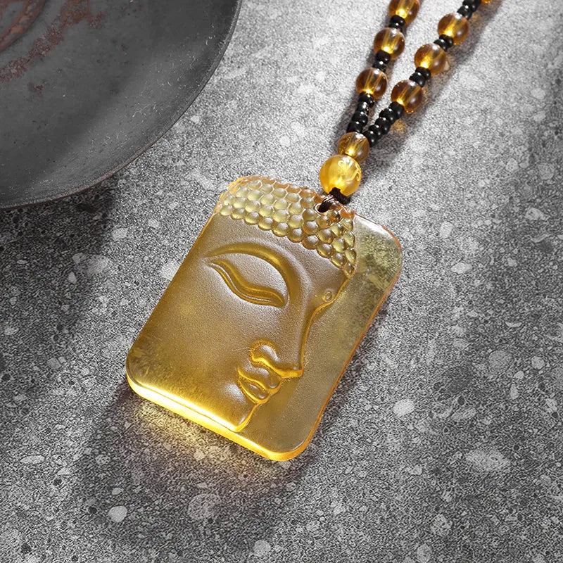 Buddha Pendant Yellow Jade Necklace - Unisex Buddhist Jewelry for Meditation | Buddhive