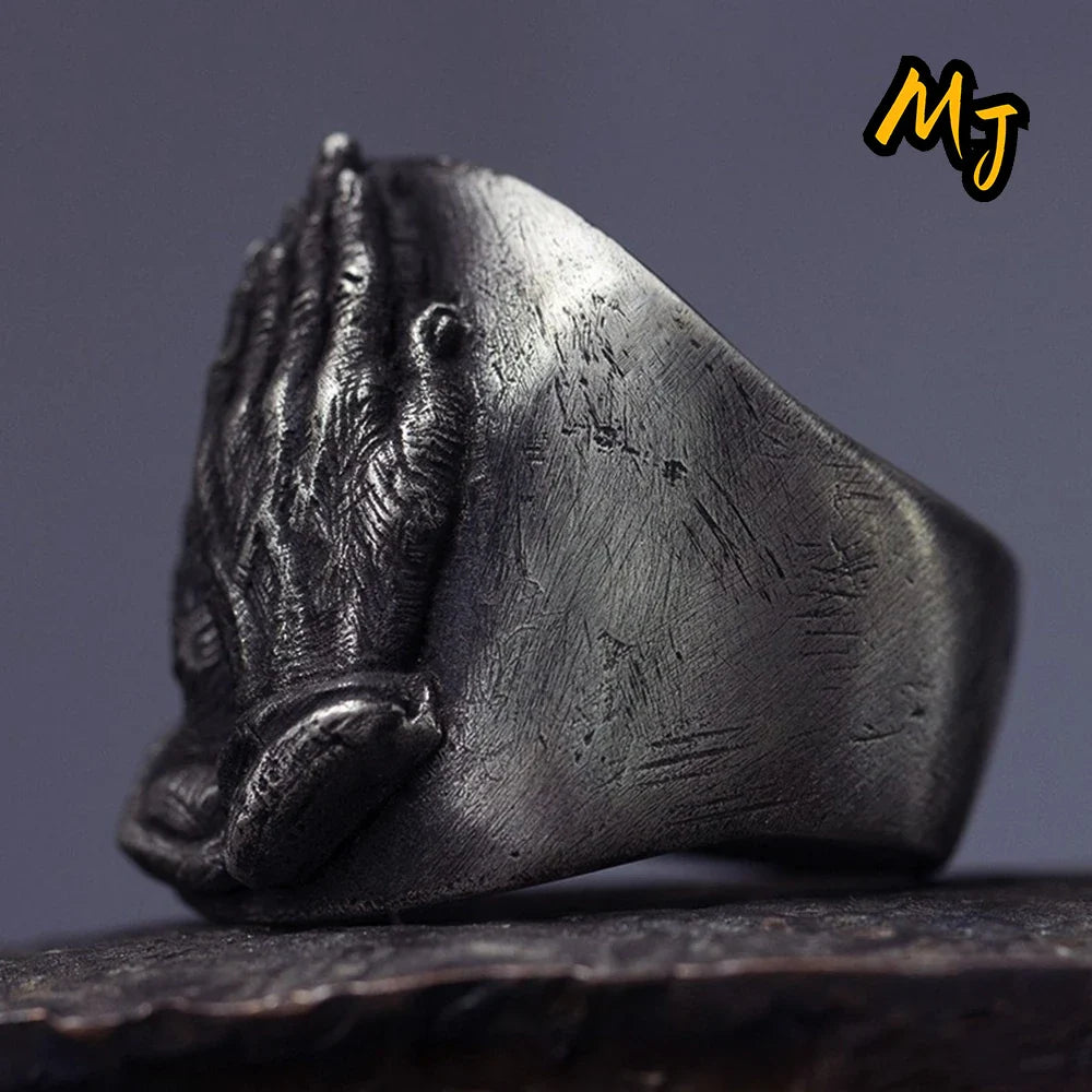 Namaste Ring Stainless Steel - Buddhist Prayer Symbol Jewelry for Men & Women | Buddhive