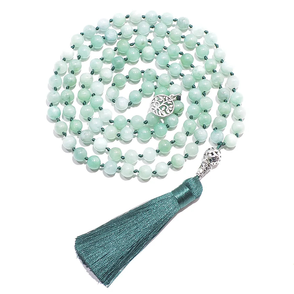 Mala Beads Necklace Burmese Jade 108 Prayer Beads - Meditation & Mantra Counting | Buddhive