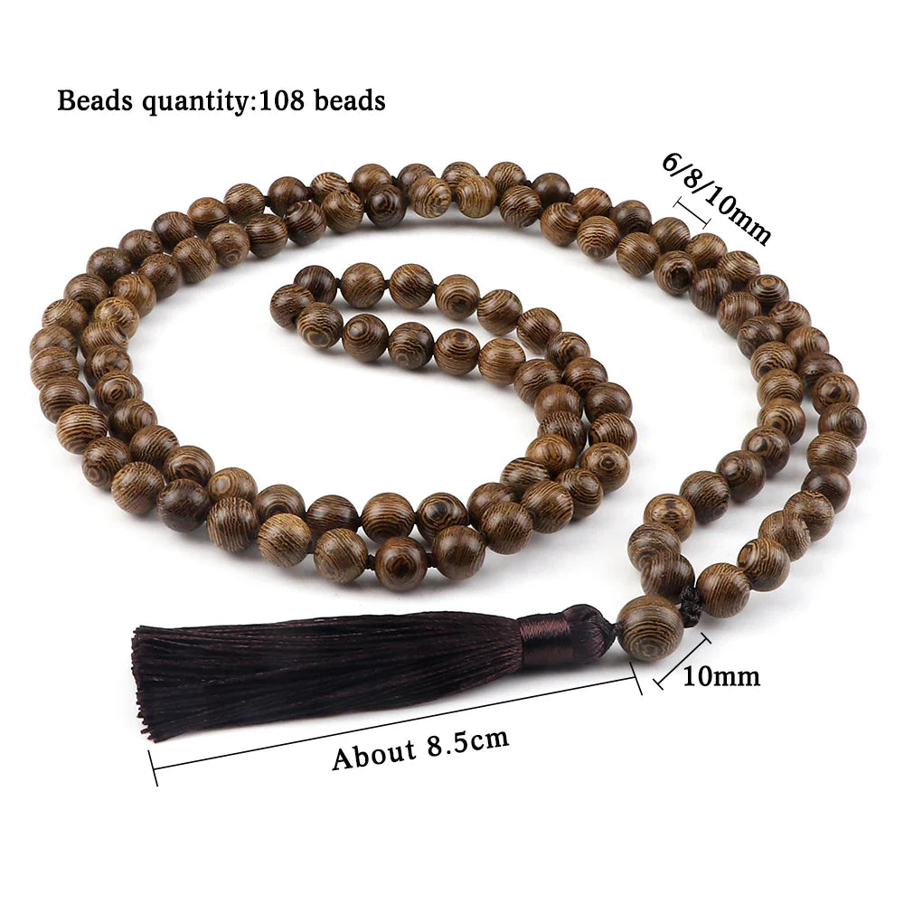 Mala Beads 108 Tibetan Prayer Necklace - Wood Beads - Meditation & Mantra Practice | Buddhive