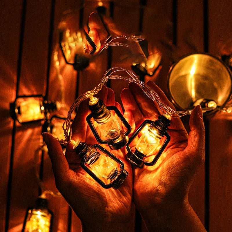 Solar LED Lantern String Lights Rustic Outdoor Garden Decor - 8 Lighting Modes | Buddhive