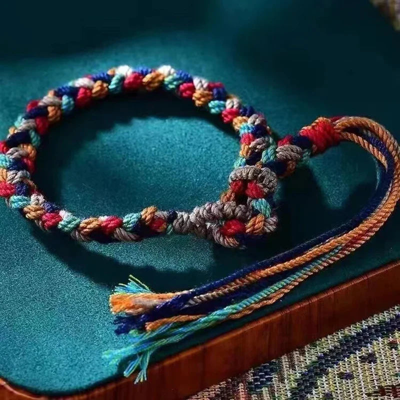 Tibetan Braided Bracelet for Women - Handwoven Buddhist Thread Wristband | Buddhive