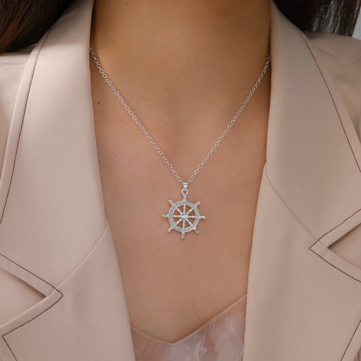 Buddhist Rudder Pendant Stainless Steel - Spiritual Navigation Symbol Necklace | Buddhive