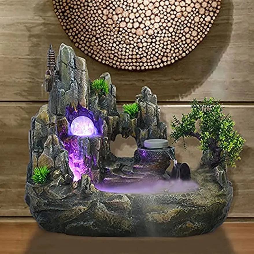 Zen Fountain Indoor LED Resin Water Fountain - Relaxation & Feng Shui Decor | Buddhive