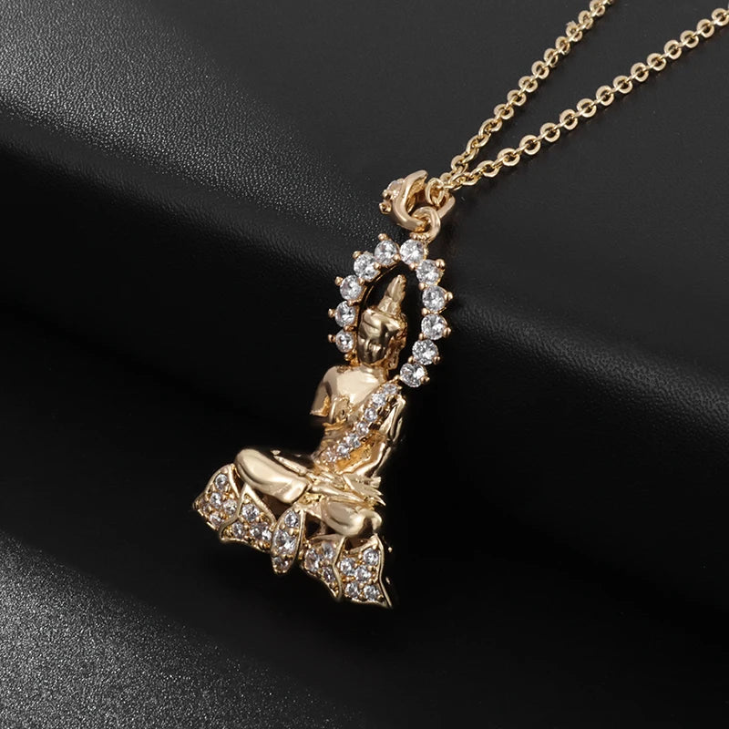 Gold Buddha Pendant Necklace - Zinc Alloy Unisex Spiritual Jewelry | Buddhive