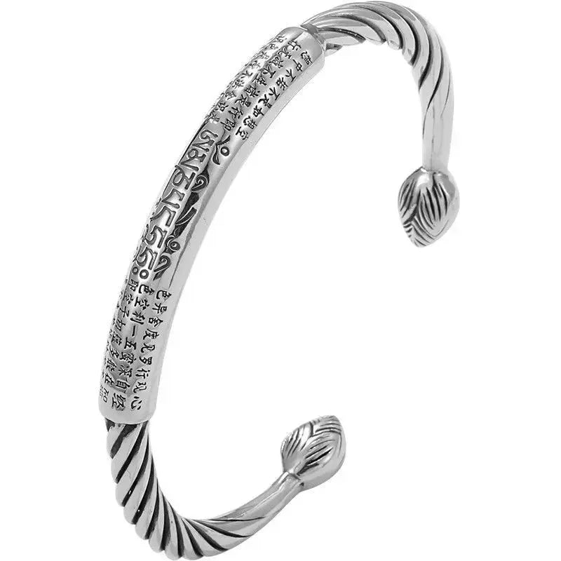 Tibetan Buddhist Silver Bracelet - Adjustable Aluminum Alloy - Spiritual Jewelry | Buddhive