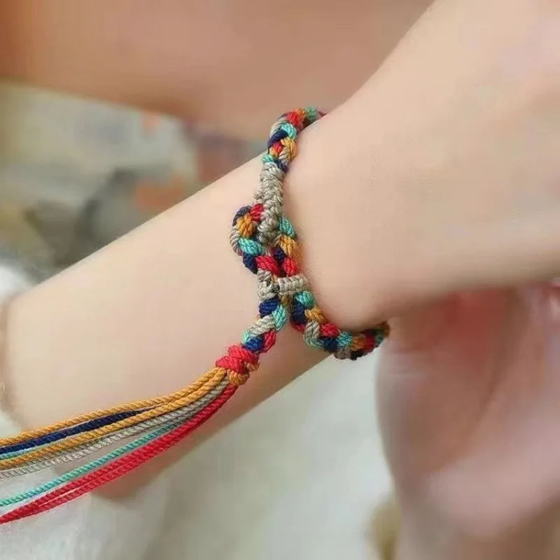 Tibetan Braided Bracelet for Women - Handwoven Buddhist Thread Wristband | Buddhive