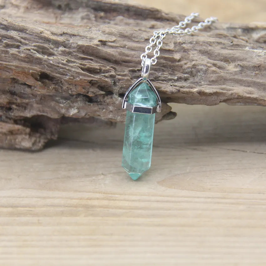 Hexagonal Stone Necklace - Natural Gemstone Pendant - Tiger's Eye & Obsidian | Buddhive