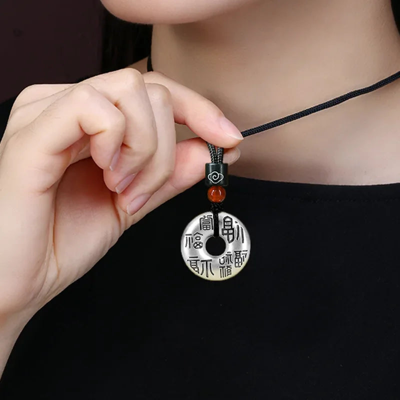 Om Pendant Silver Necklace - Sterling Copper Buddhist Symbol Jewelry | Buddhive