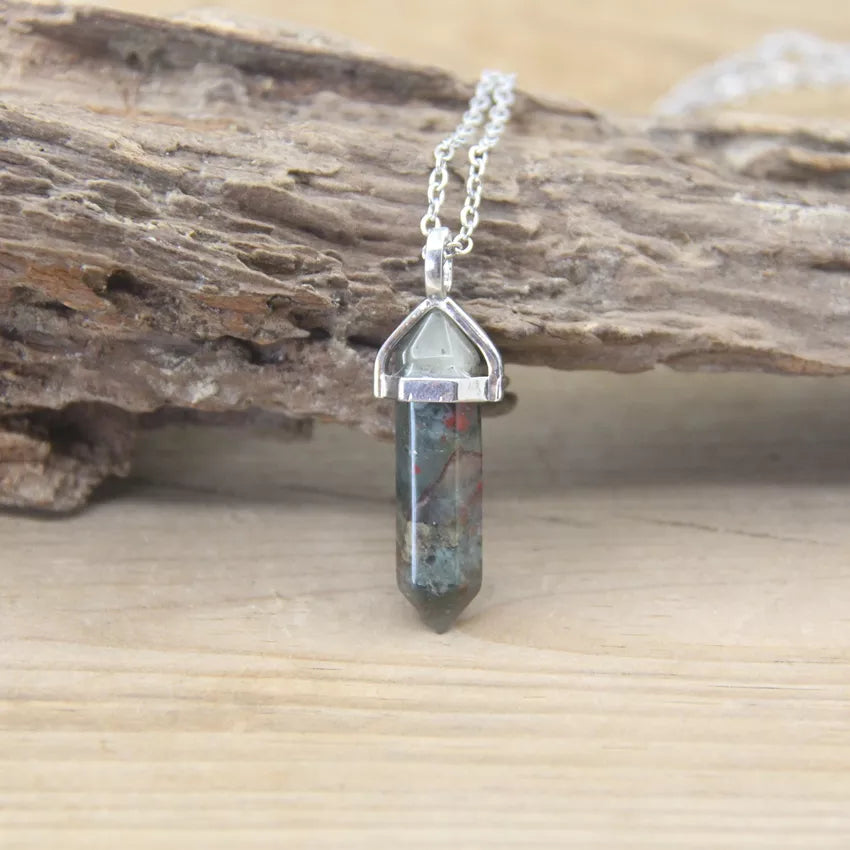 Hexagonal Stone Necklace - Natural Gemstone Pendant - Tiger's Eye & Obsidian | Buddhive