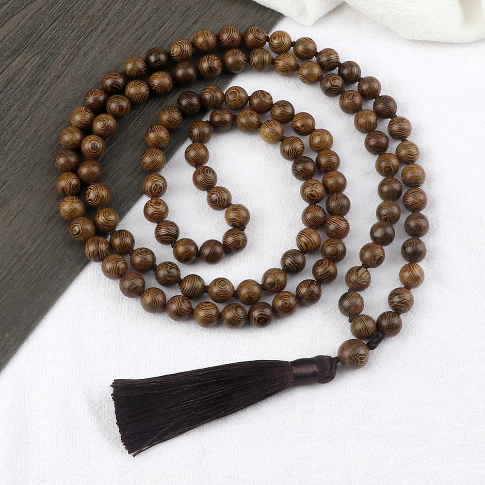 Mala Beads 108 Tibetan Prayer Necklace - Wood Beads - Meditation & Mantra Practice | Buddhive