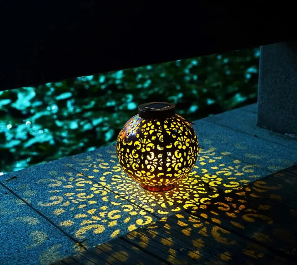 Solar Garden Lantern Antique Bronze - LED Outdoor Light with Shadow Play | Buddhive